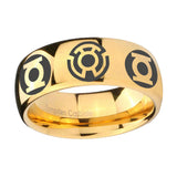 5, 8mm Blue Green Lantern Dome Polish Gold High End Men's Wedding Rings