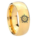 8MM Supernatural Dome Polish Gold Tungsten Ring For Him