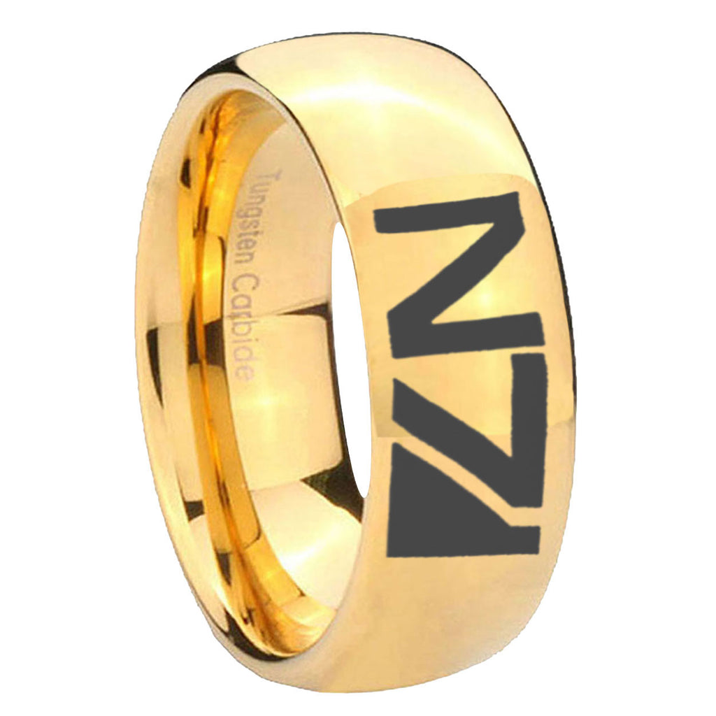 8MM N7 Design Dome Polish Gold Tungsten Wedding Band
