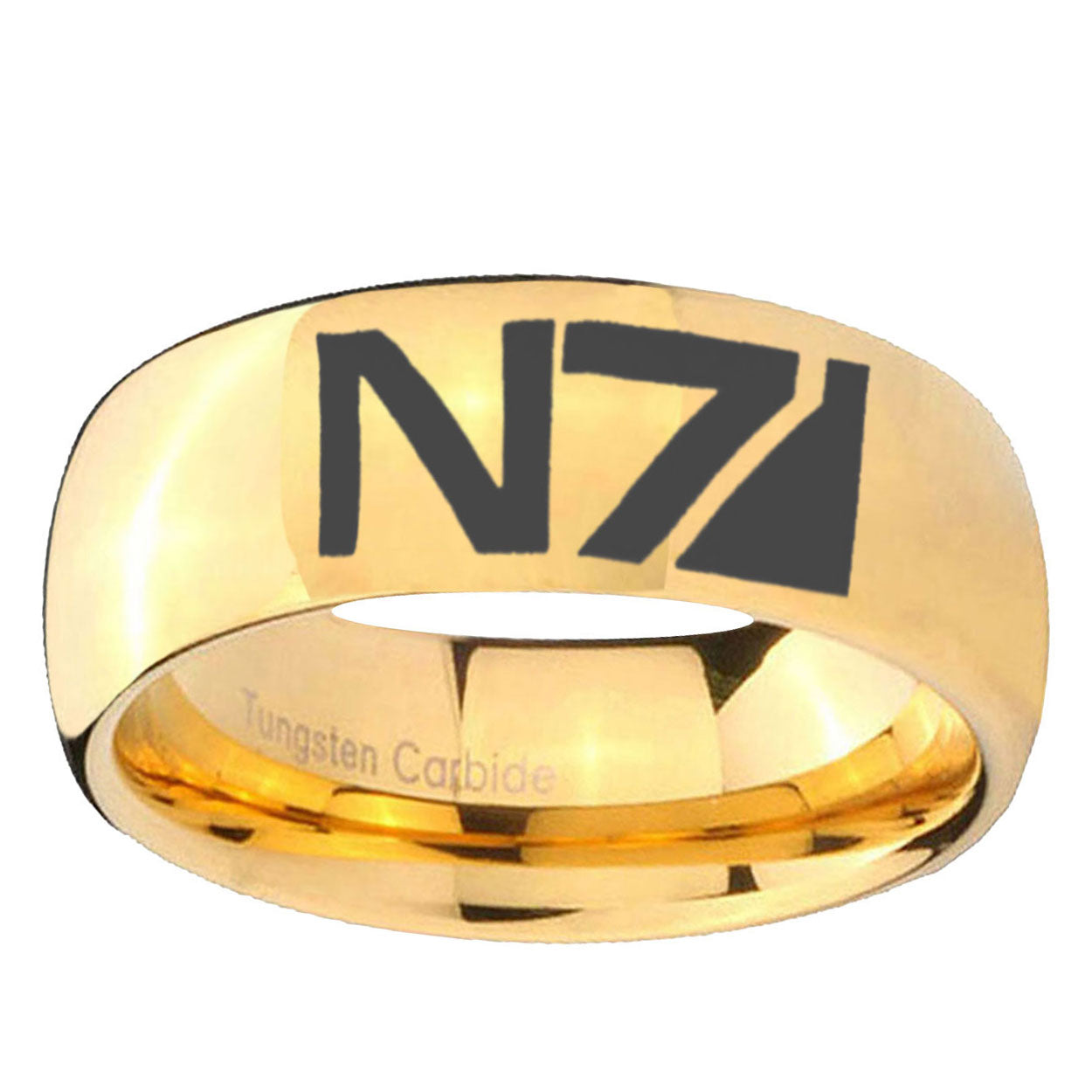 5MM N7 Design Dome Polish Gold Tungsten Wedding Band