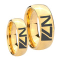 N7 Design Dome Gold Tungsten Couple Rings