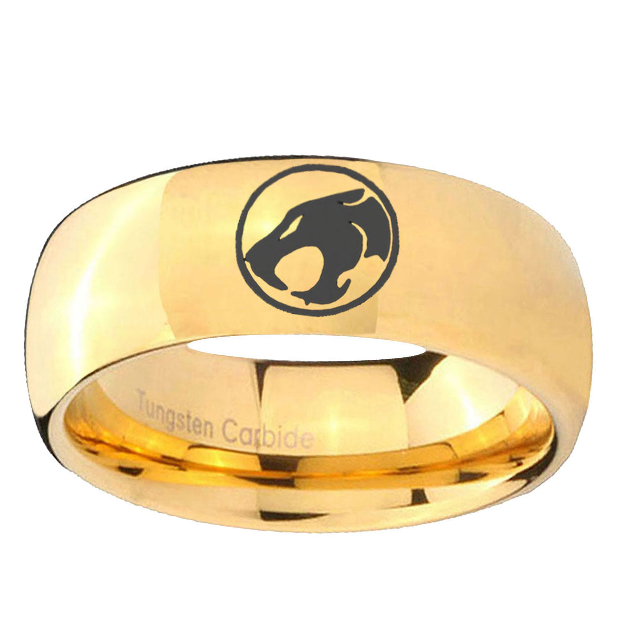 5MM Thundercat Dome Polish Gold Tungsten Wedding Band For Men