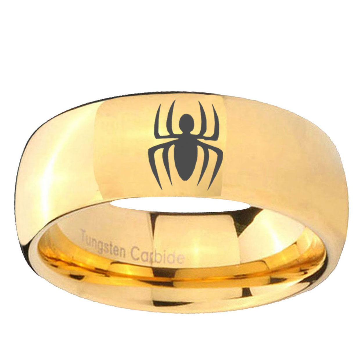 5MM Spiderman Dome Polish Gold Tungsten Wedding Band