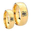 Spiderman Dome Gold Tungsten Wedding Ring Sets