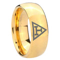 10mm Masonic Triple Dome Gold Tungsten Carbide Mens Promise Ring