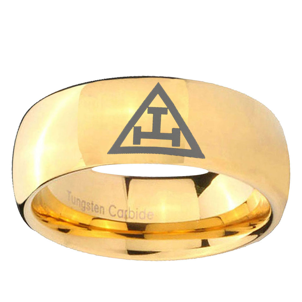 5MM Masonic Triple Dome Polish Gold Tungsten Rings For Men