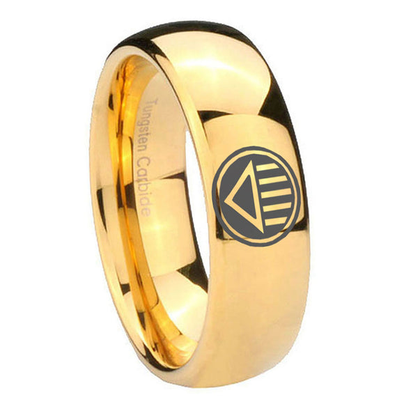 8mm Lantern Corps Dome Polish Gold Men's Tungsten Carbide Rings