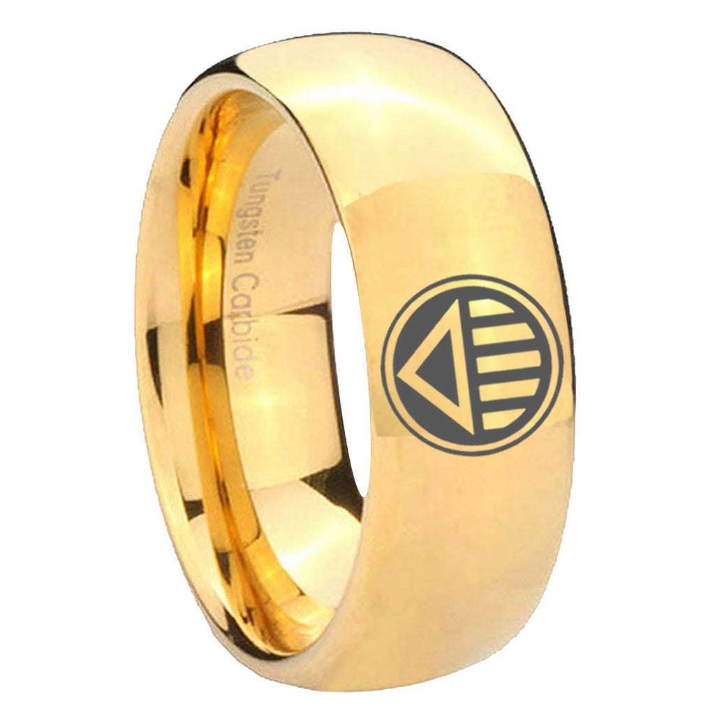 8MM Lantern Corps Dome Polish Gold Tungsten Wedding Band