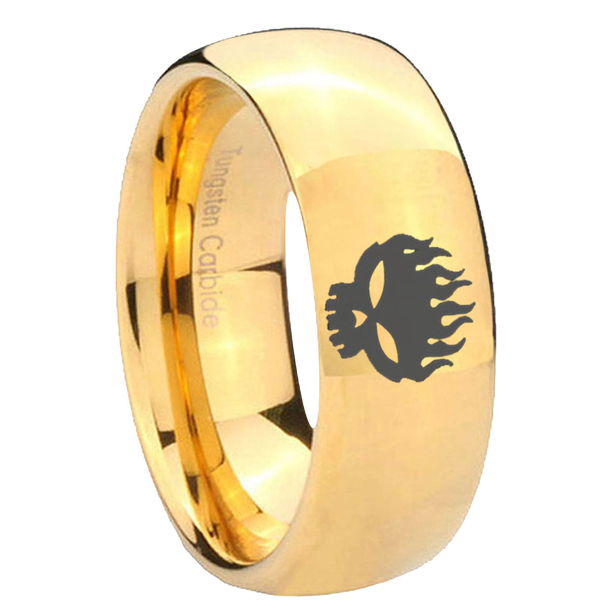 8MM Offspring Dome Polish Gold Tungsten Ring For Men