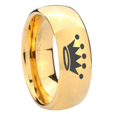 8mm Crown Dome Gold Tungsten Carbide Mens Anniversary Ring