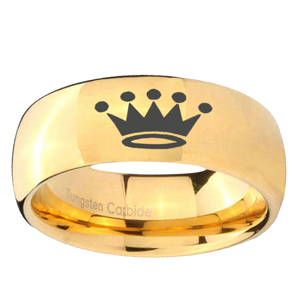 5MM Crown Dome Polish Gold Tungsten Ring For Man