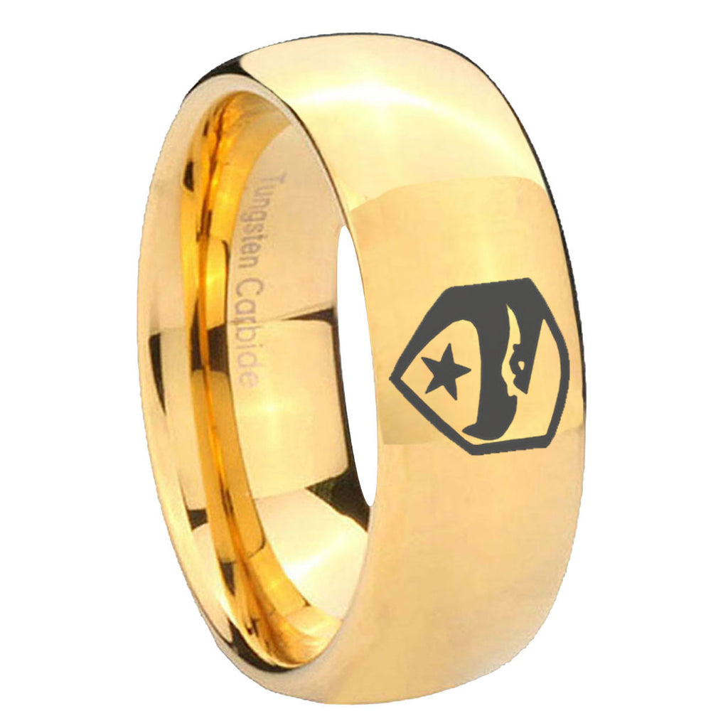 10mm GI Joe Eagle Dome Gold Tungsten Carbide Personalized Ring