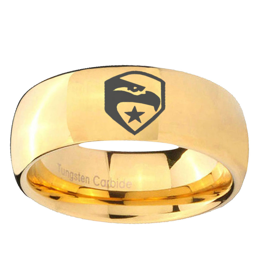 10mm GI Joe Eagle Dome Gold Tungsten Ring