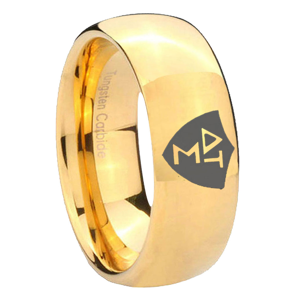 10mm Greek CTR Dome Gold Tungsten Carbide Wedding Bands Ring
