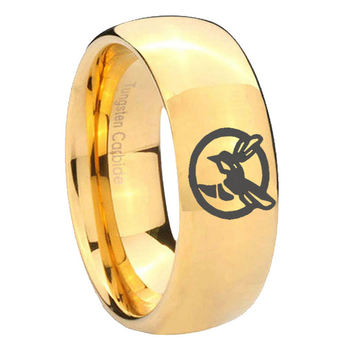 10mm Honey Bee Dome Gold Tungsten Carbide Personalized Ring