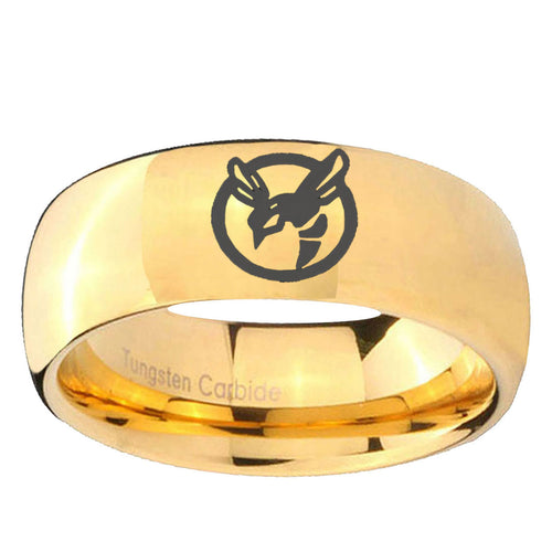 10mm Honey Bee Dome Gold Tungsten Ring