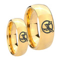 Honey Bee Dome Gold Tungsten His Hers Set Rings