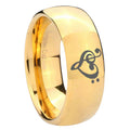 10mm Music & Heart Dome Gold Tungsten Carbide Wedding Engraving Ring
