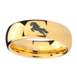 10mm-Horse-Dome-Gold-Tungsten-Carbide-Wedding-Band-Mens