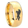 8MM Horse Dome Polish Gold Tungsten Engrave Man Ring