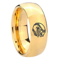8MM Angry Baseball Dome Polish Gold Tungsten Wedding Band