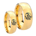 Angry Baseball Dome Gold Tungsten His And Hers Ring