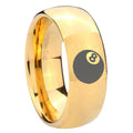 8MM 8 Ball Dome Polish Gold Tungsten Ring Men