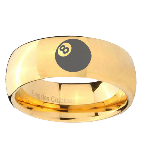 10mm 8 Ball Dome Gold Tungsten Ring