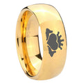8MM Claddagh Design Dome Polish Gold Tungsten Men's Wedding Band