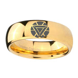 5, 8mm Iron Man Art Reactor Dome Polish Gold Tungsten Wedding Band Mens