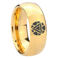 8MM Iron Man Art Dome Polish Gold Tungsten Ring For Man