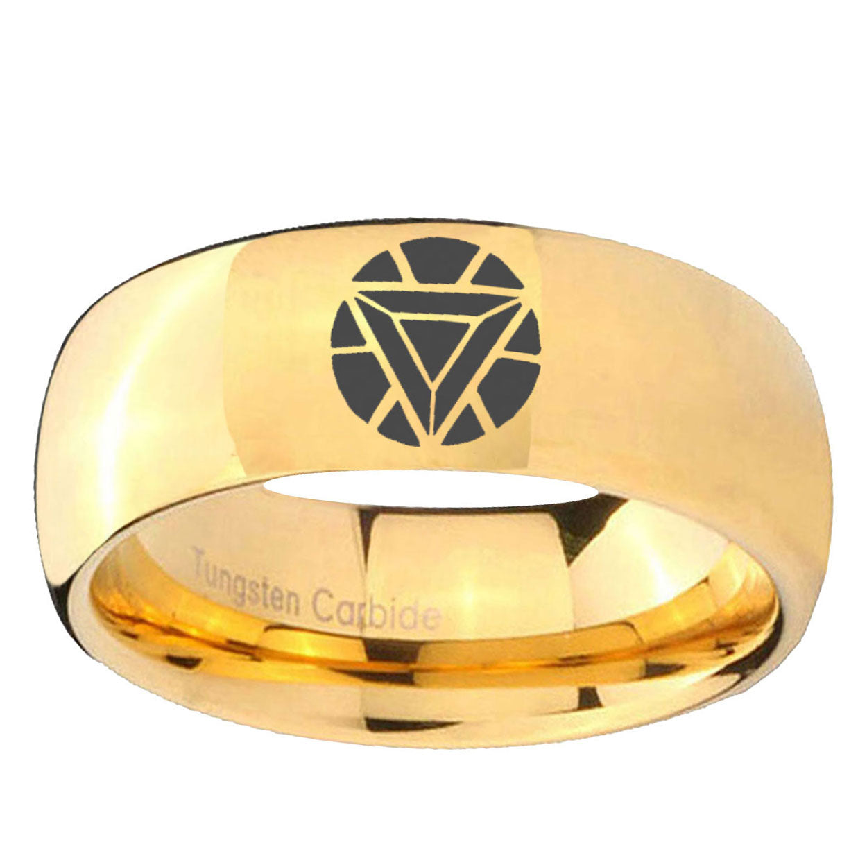 5MM Iron Man Art Dome Polish Gold Tungsten Ring For Man