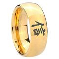 8MM Kanji Faith Dome Polish Gold Tungsten Men's Wedding Band