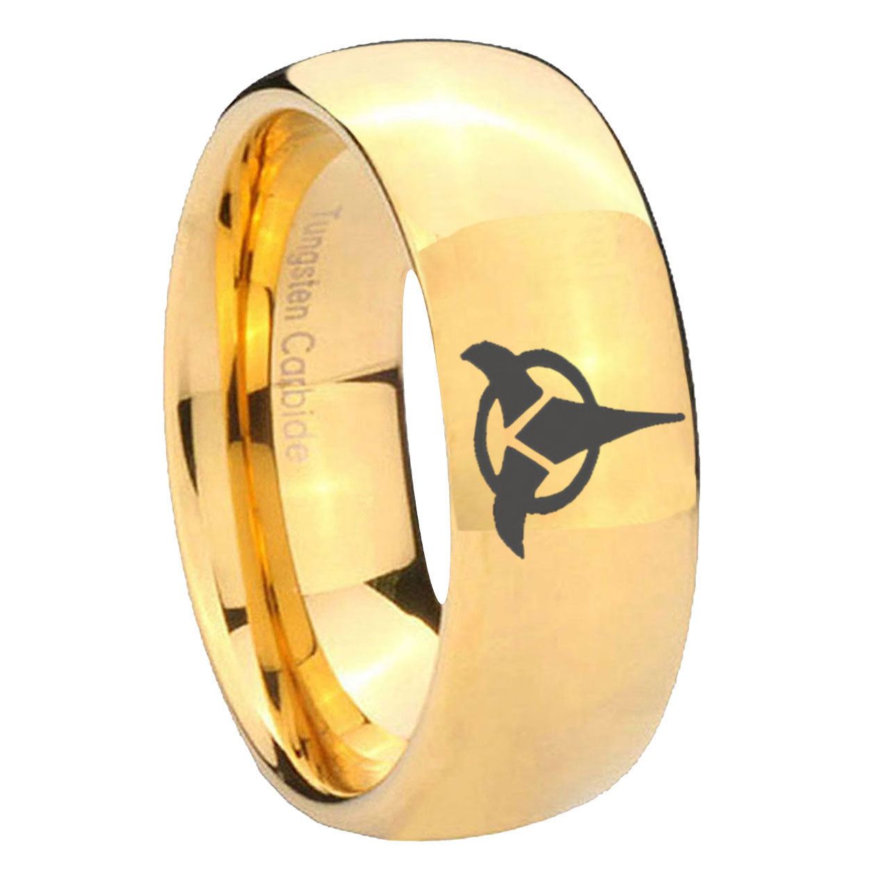 8MM Klingon Dome Polish Gold Tungsten Men's Wedding Band