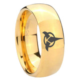 8mm Klingon Dome Gold Tungsten Carbide Wedding Band Mens