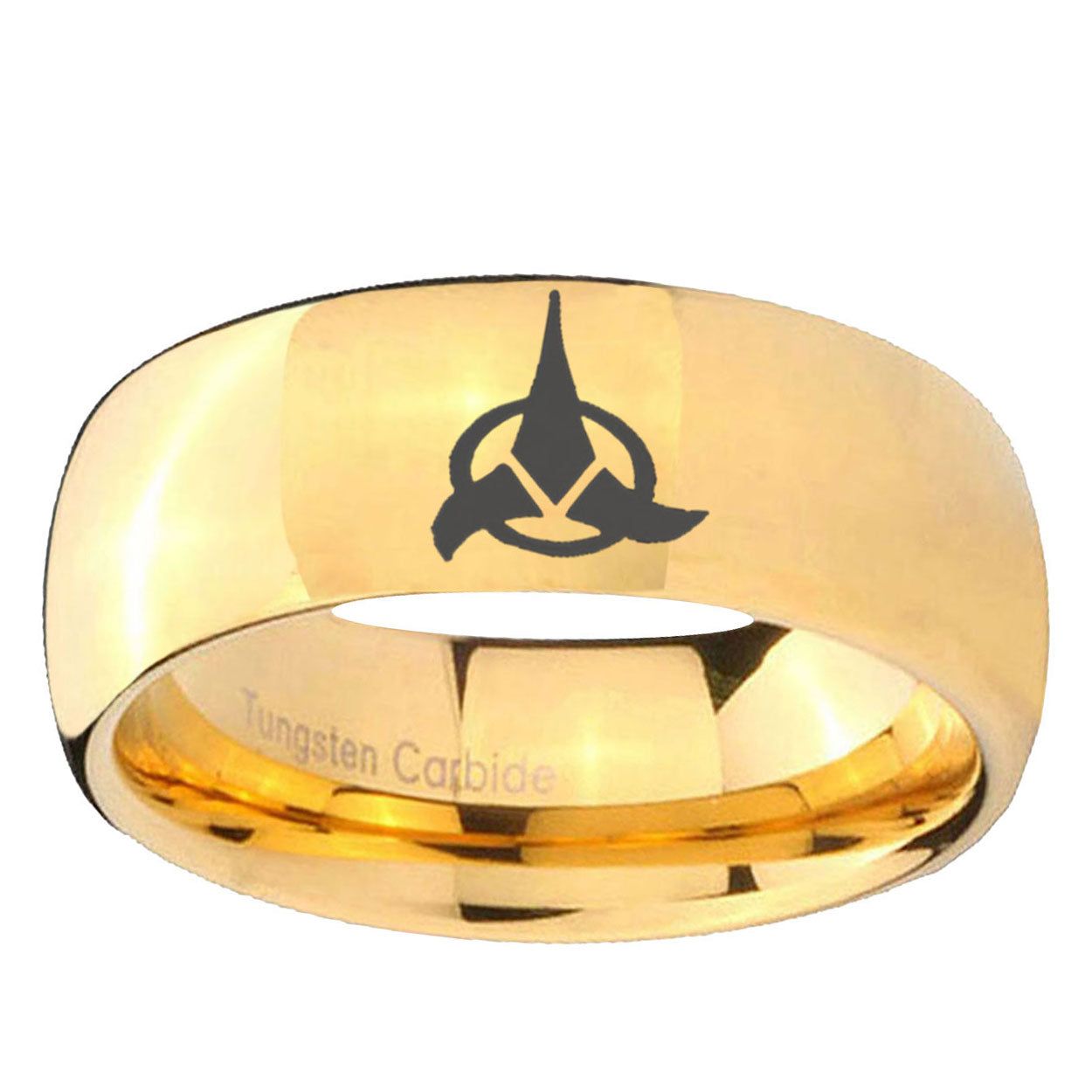 10mm Klingon Dome Gold Tungsten Ring
