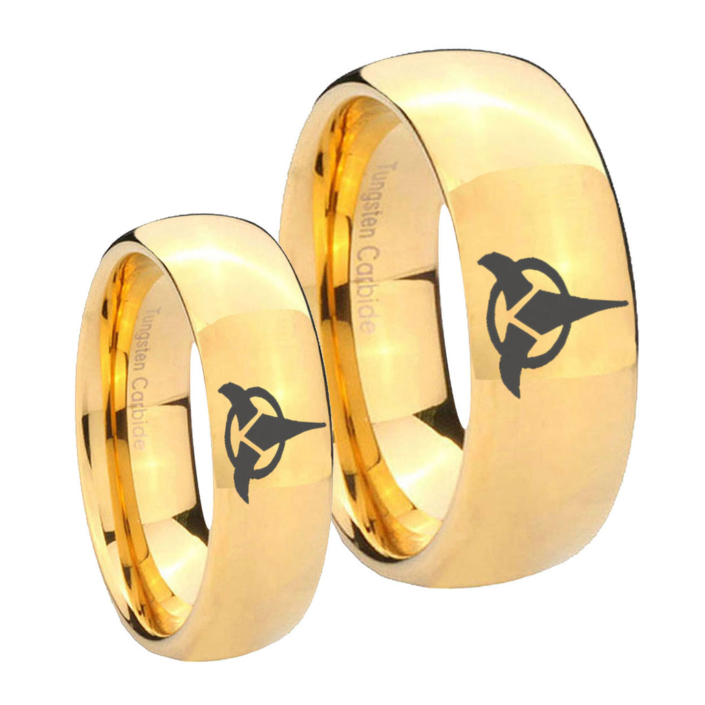 Klingon Dome Gold Tungsten His and Hers
