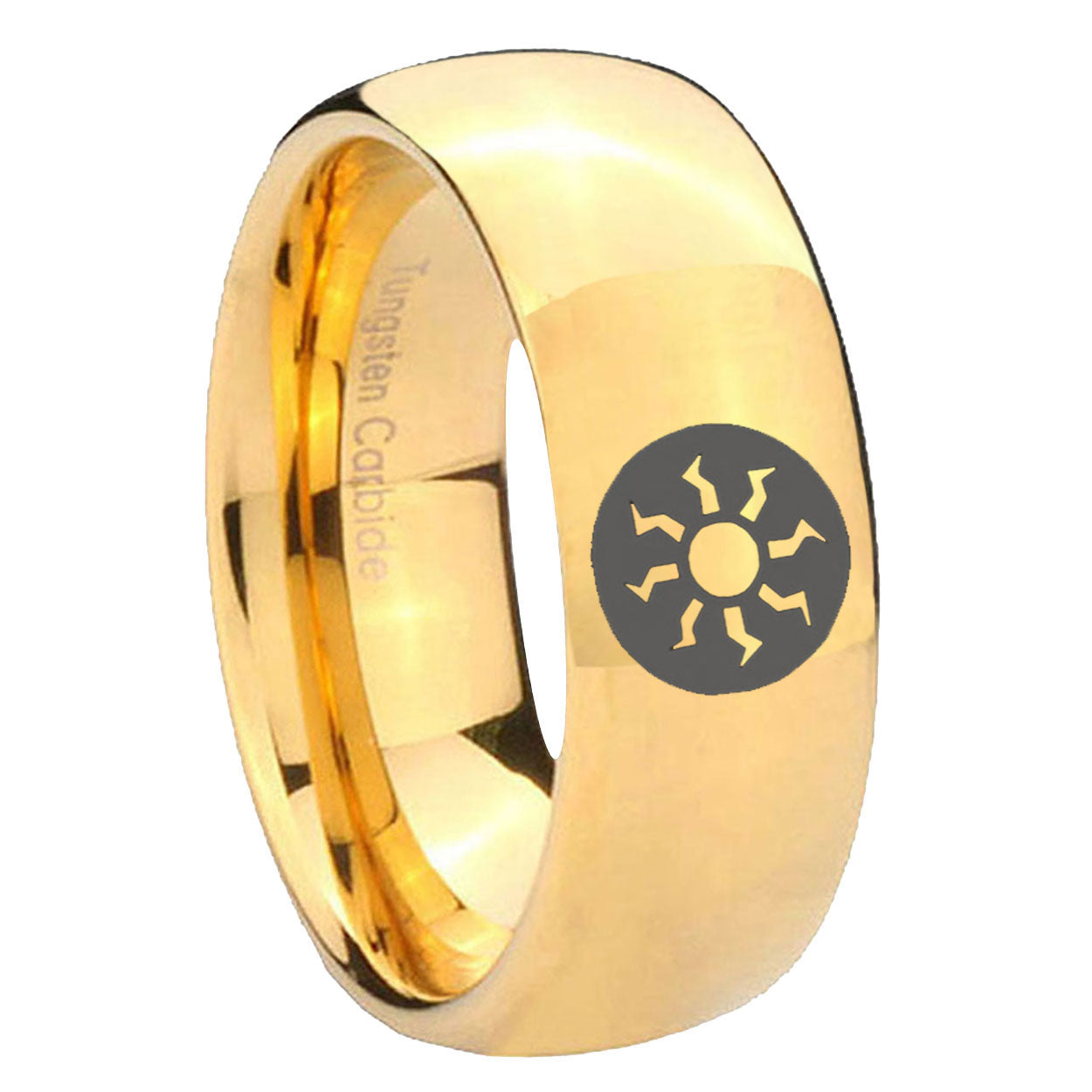 10mm Magic The Gathering Dome Gold Tungsten Carbide Mens Wedding Ring