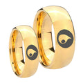 Magic GatheRing Dome Gold Tungsten Mens Ring Set