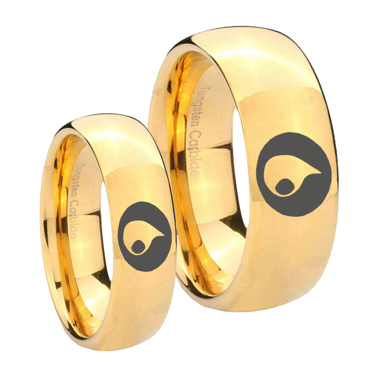 Magic GatheRing Dome Gold Tungsten Mens Ring Set