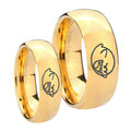Mario Boo Ghost Dome Gold Tungsten Mens Set Rings