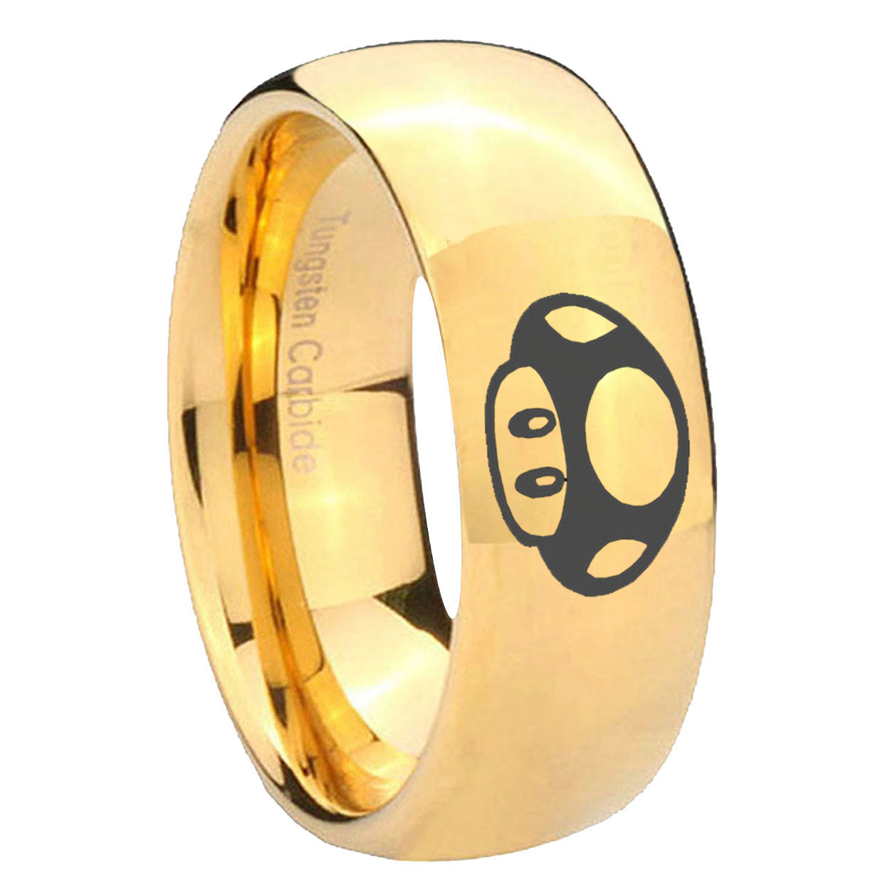 8MM Mario Mushroom Dome Polish Gold Tungsten Wedding Band For Men
