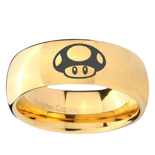 10mm Mario Mushroom Dome Gold Tungsten Ring