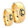 Mario Mushroom Dome Gold Tungsten Mens Ring Set
