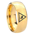 8MM Masonic Yod Dome Polish Gold Tungsten Promise Ring Guys