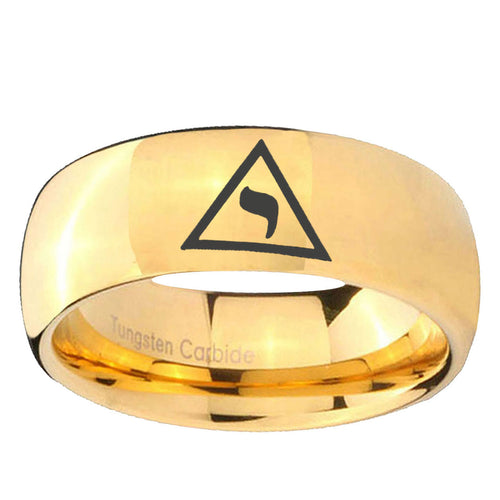 10mm Masonic Yod Dome Gold Tungsten Ring