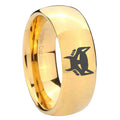 8MM Maximal Dome Polish Gold Tungsten Promise Ring Guys
