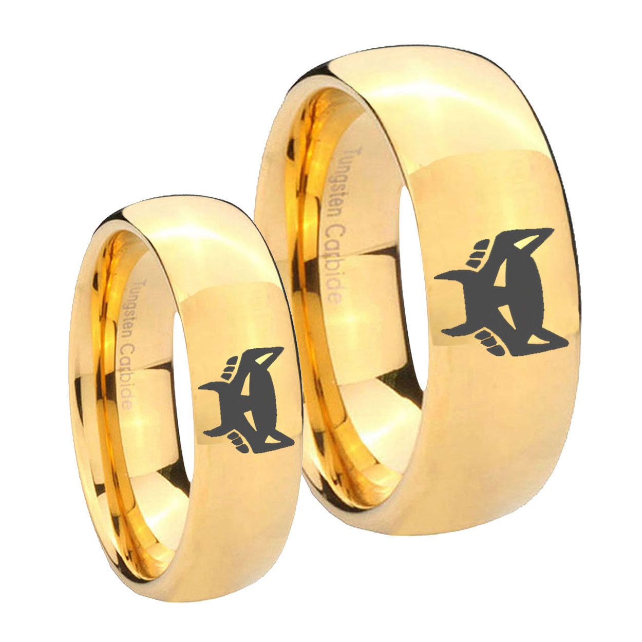 Maximal Dome Gold Tungsten His And Hers Ring