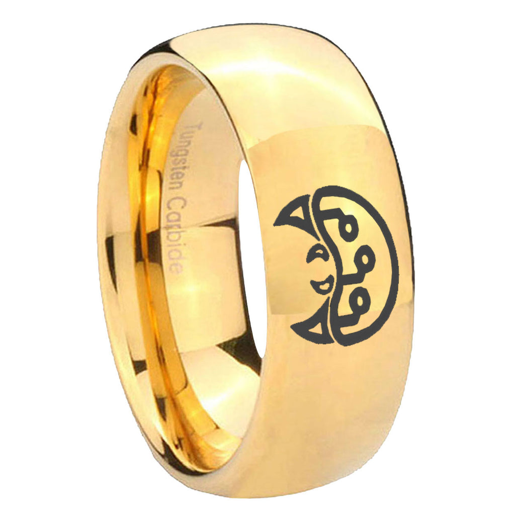 8MM Metroid Dome Polish Gold Tungsten Personalized Ring