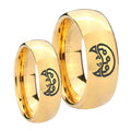Metroid Dome Gold Tungsten Engagement Ring Set